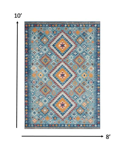 2’ X 3’ Blue And Multi Diamonds Scatter Rug