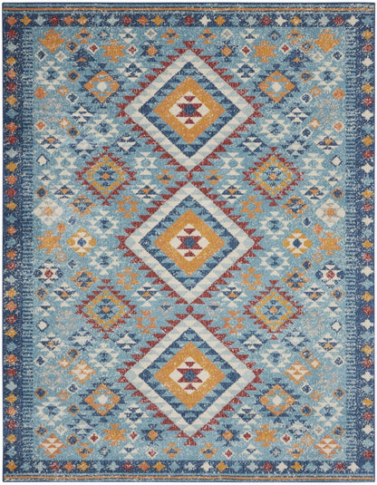 2’ X 3’ Blue And Multi Diamonds Scatter Rug