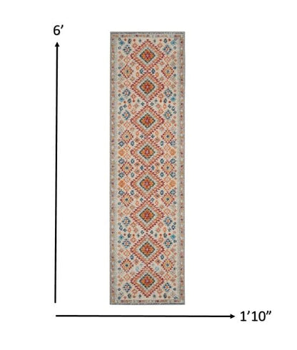 2’ X 3’ Ivory And Red Diamonds Scatter Rug