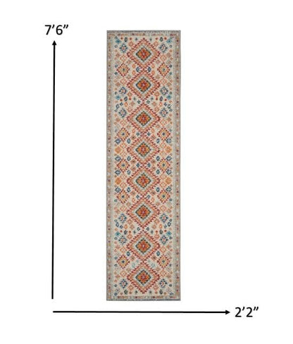 2’ X 3’ Ivory And Red Diamonds Scatter Rug