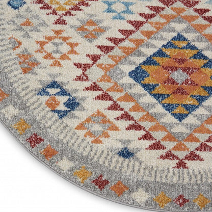 2’ X 3’ Ivory And Red Diamonds Scatter Rug