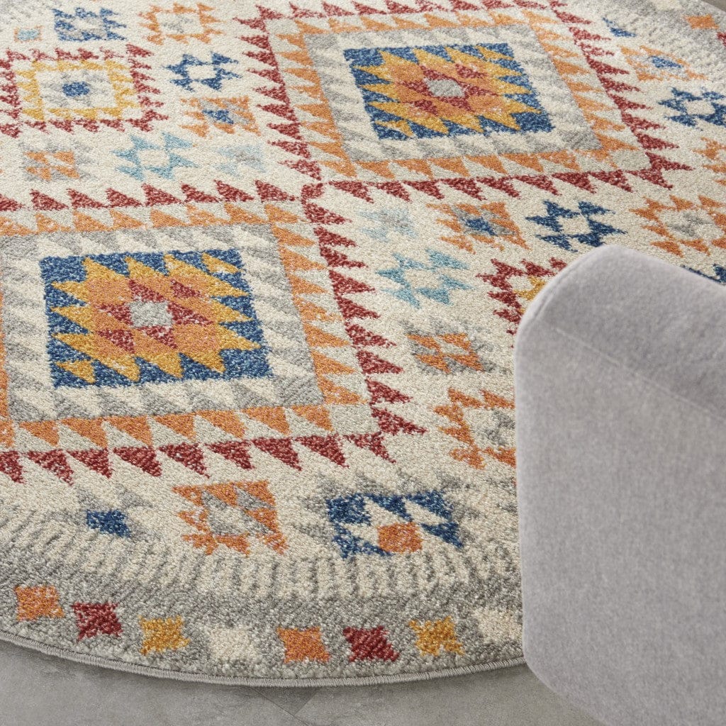 2’ X 3’ Ivory And Red Diamonds Scatter Rug