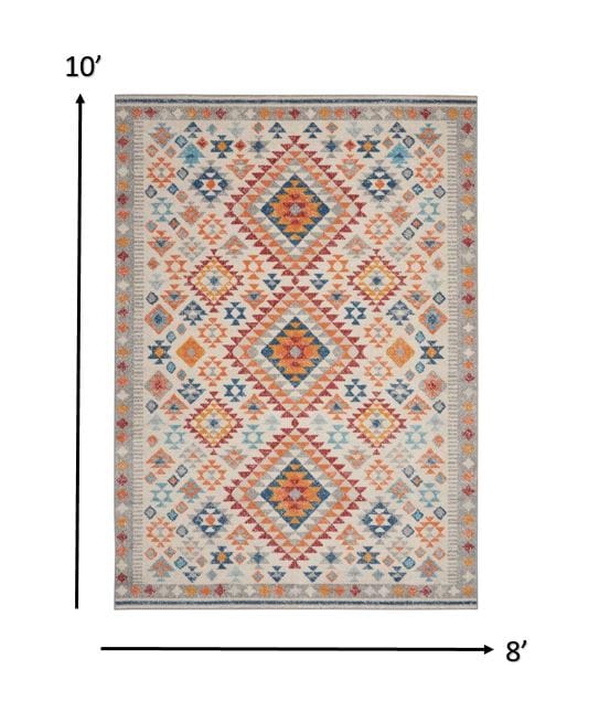 2’ X 3’ Ivory And Red Diamonds Scatter Rug