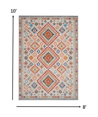 2’ X 3’ Ivory And Red Diamonds Scatter Rug