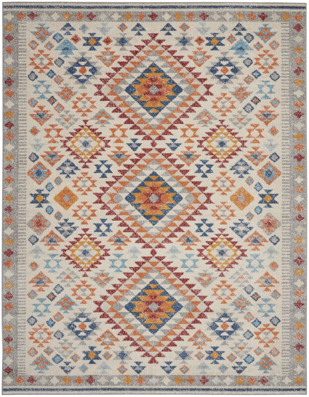 2’ X 3’ Ivory And Red Diamonds Scatter Rug