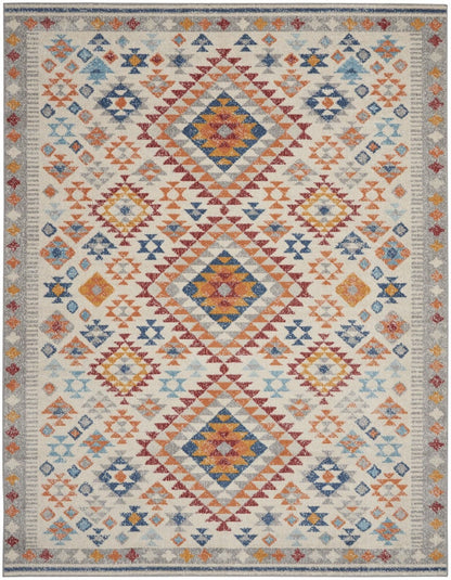 2’ X 3’ Ivory And Red Diamonds Scatter Rug