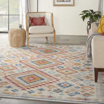 2’ X 3’ Ivory And Red Diamonds Scatter Rug