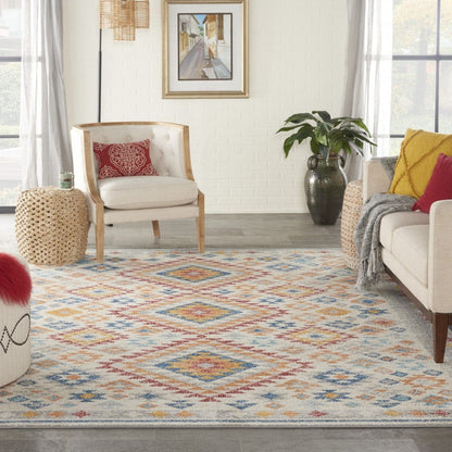 2’ X 3’ Ivory And Red Diamonds Scatter Rug