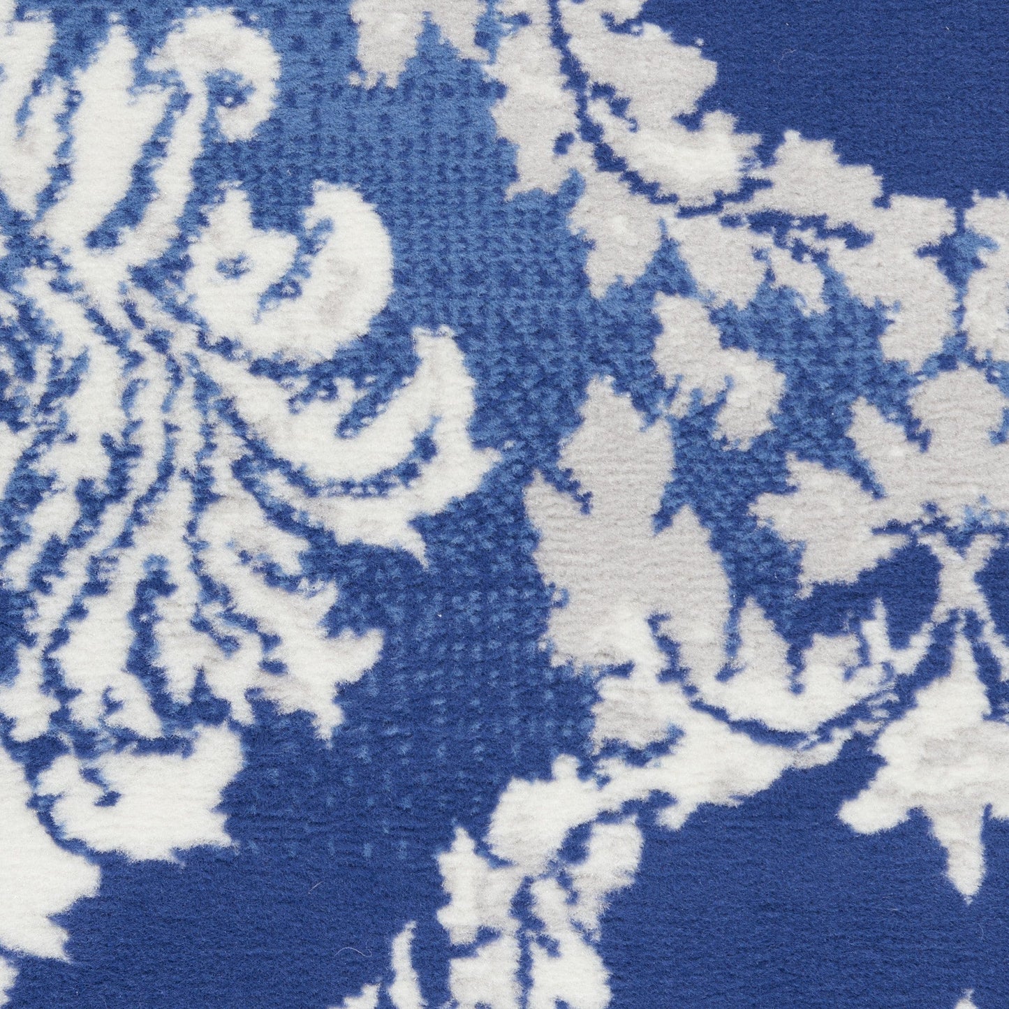 4’ X 6’ Blue And Ivory Damask Area Rug