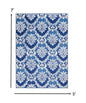 4’ X 6’ Blue And Ivory Damask Area Rug
