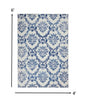 4’ X 6’ Blue And Ivory Damask Area Rug