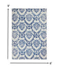 4’ X 6’ Blue And Ivory Damask Area Rug