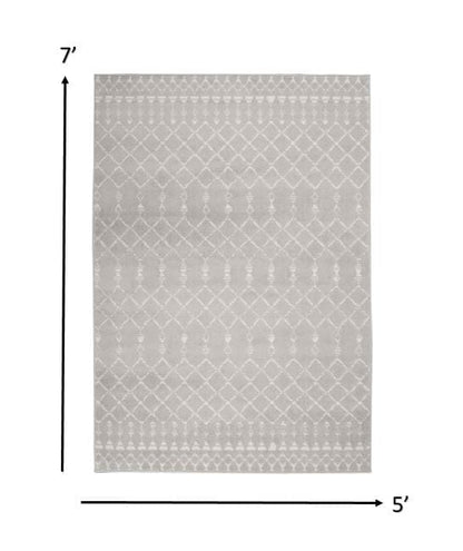 5’ X 7’ Gray And Ivory Berber Pattern Area Rug