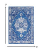 5’ X 7’ Gray And Blue Persian Medallion Area Rug