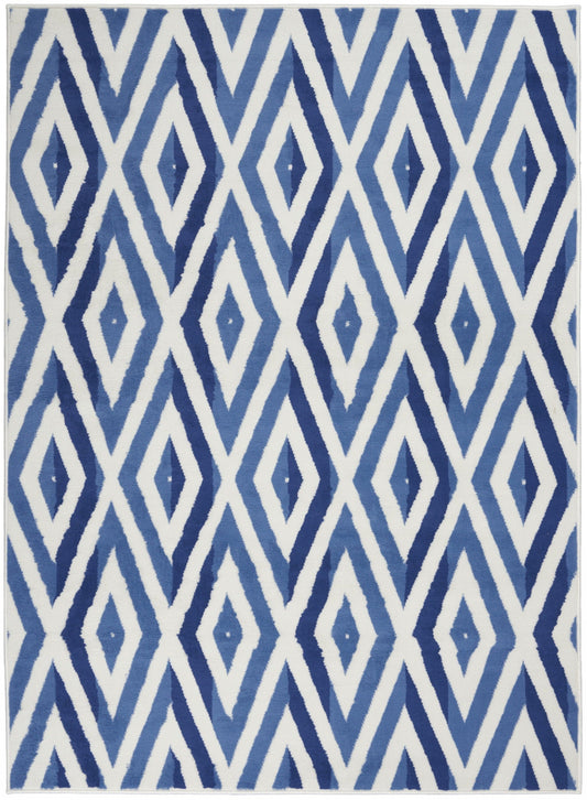 4’ X 6’ Ivory And Blue Diamond Area Rug