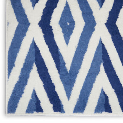 4’ X 6’ Ivory And Blue Diamond Area Rug