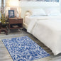 4’ X 6’ Navy And Ivory Floral Vines Area Rug