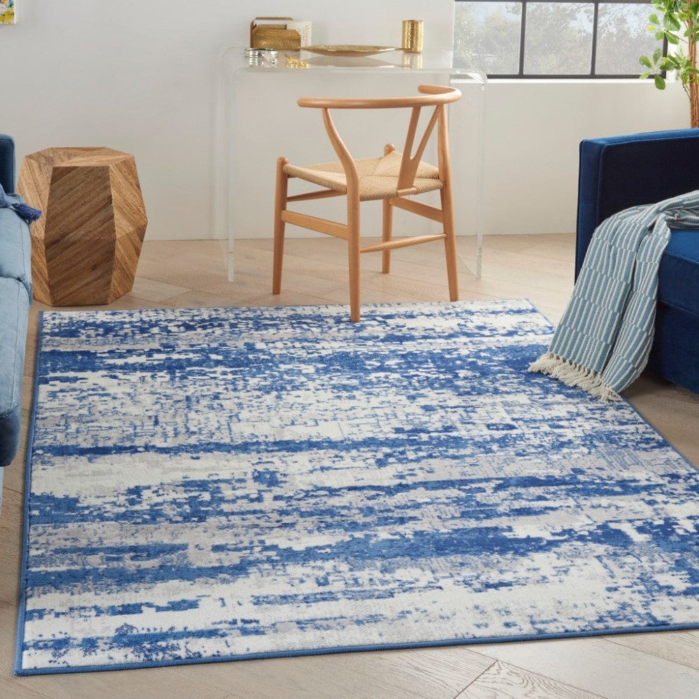 4’ X 6’ Ivory And Navy Oceanic Area Rug