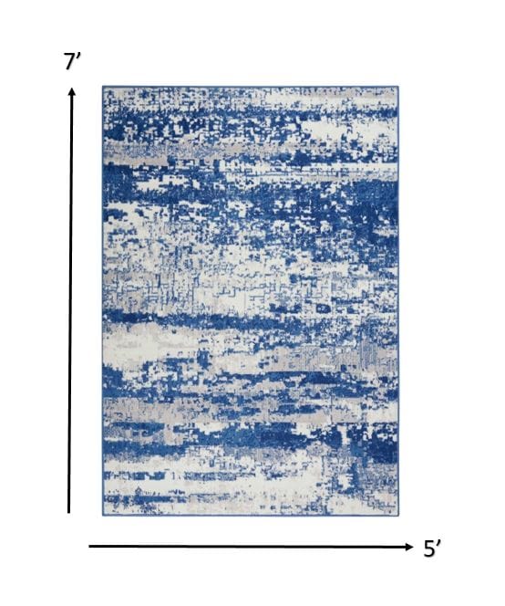 4’ X 6’ Ivory And Navy Oceanic Area Rug