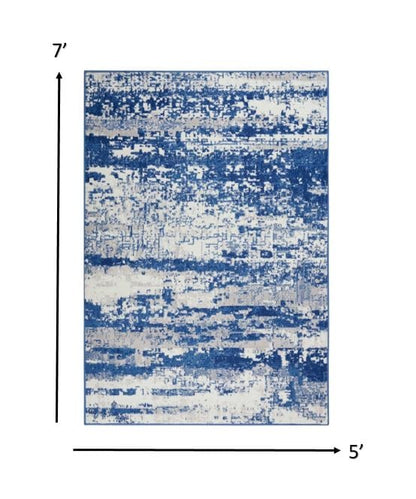 4’ X 6’ Ivory And Navy Oceanic Area Rug