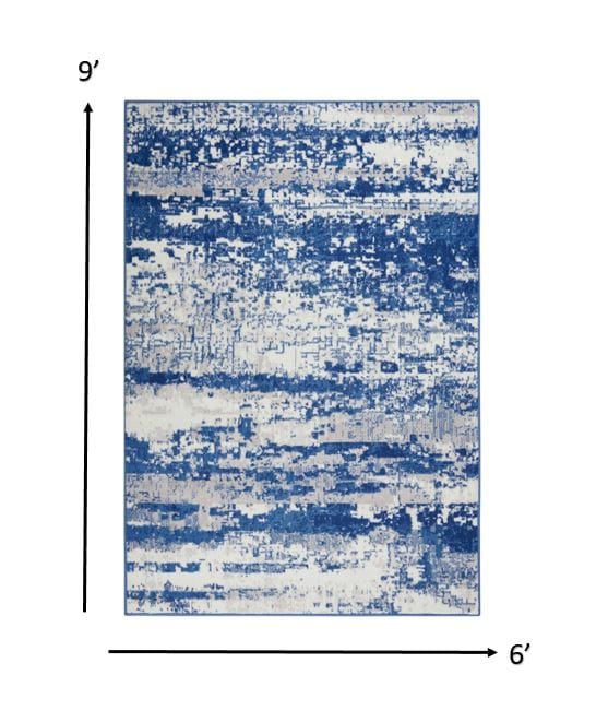 4’ X 6’ Ivory And Navy Oceanic Area Rug