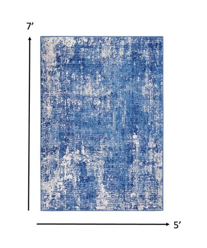 4’ X 6’ Blue And Ivory Abstract Splash Area Rug
