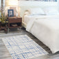 5’ X 7’ Ivory And Blue Irregular Grids Area Rug