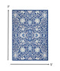 4’ X 6’ Navy And Ivory Intricate Floral Area Rug