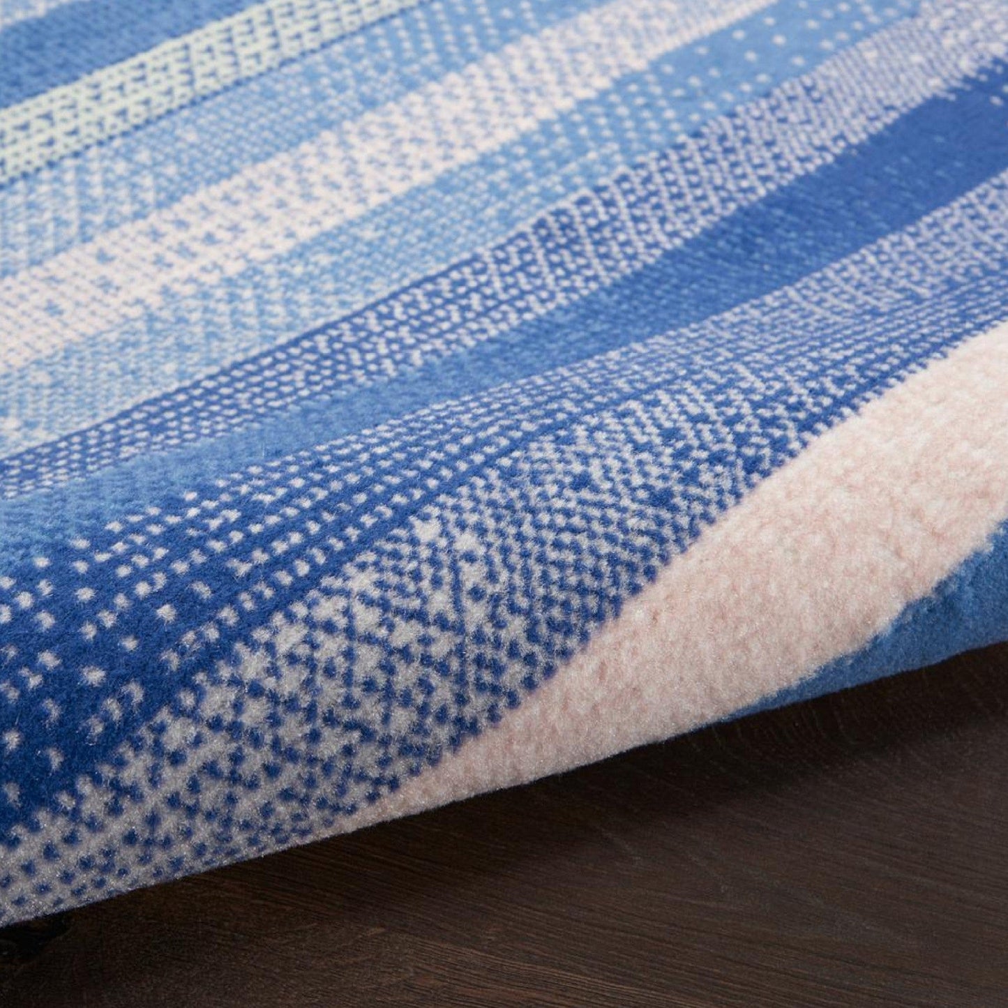 4’ X 6’ Blue And Ivory Halftone Stripe Area Rug