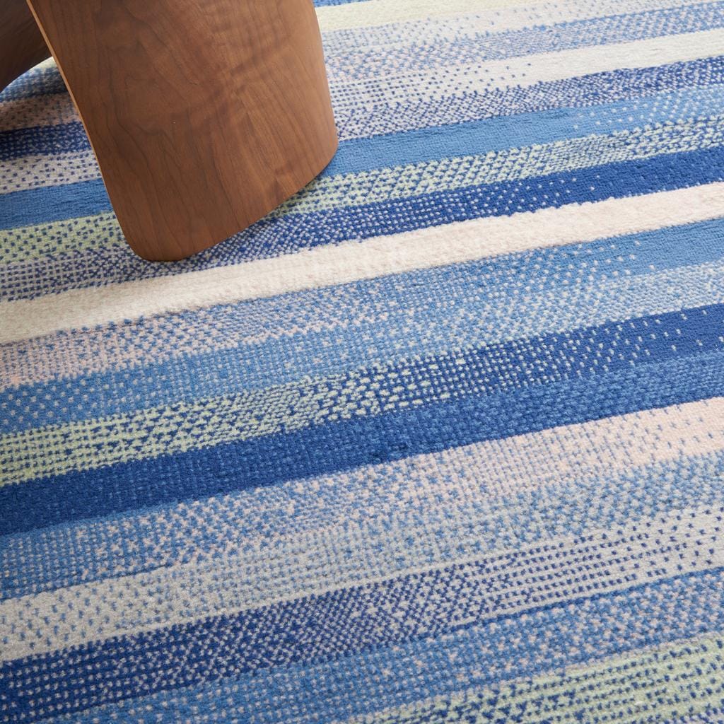 4’ X 6’ Blue And Ivory Halftone Stripe Area Rug