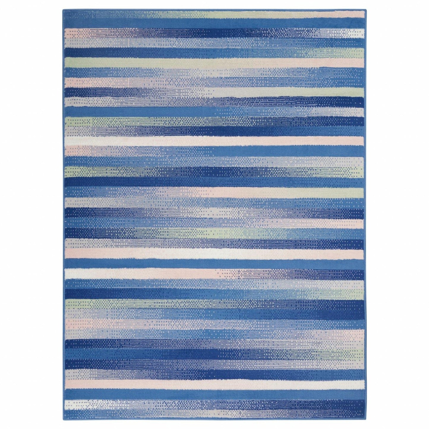 4’ X 6’ Blue And Ivory Halftone Stripe Area Rug
