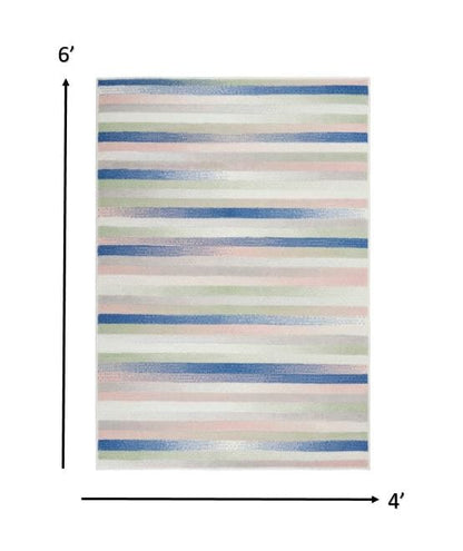 4’ X 6’ Ivory Halftone Stripe Area Rug