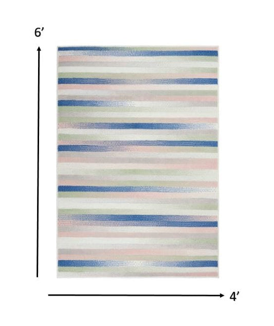 4’ X 6’ Ivory Halftone Stripe Area Rug