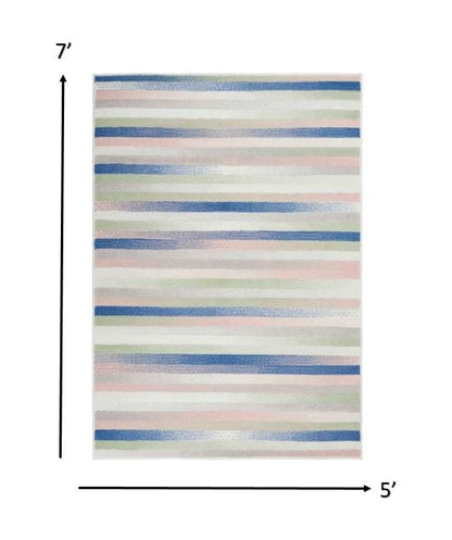 4’ X 6’ Ivory Halftone Stripe Area Rug
