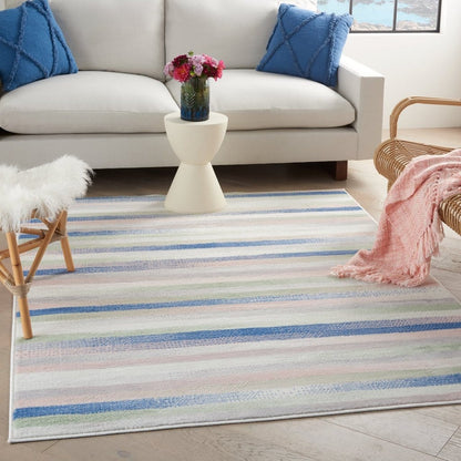 4’ X 6’ Ivory Halftone Stripe Area Rug