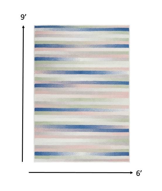 4’ X 6’ Ivory Halftone Stripe Area Rug