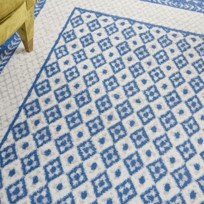 4’ X 6’ Ivory And Blue Geometric Area Rug