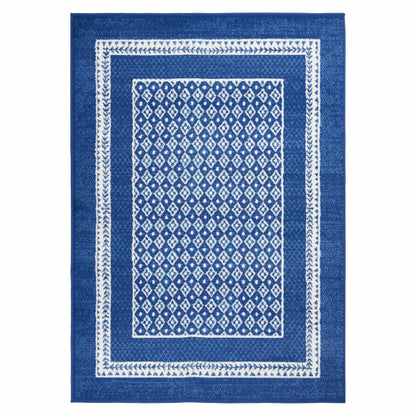4’ X 6’ Navy And Ivory Geometric Area Rug