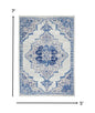 4’ X 6’ Ivory And Blue Medallion Area Rug