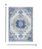 4’ X 6’ Ivory And Blue Medallion Area Rug
