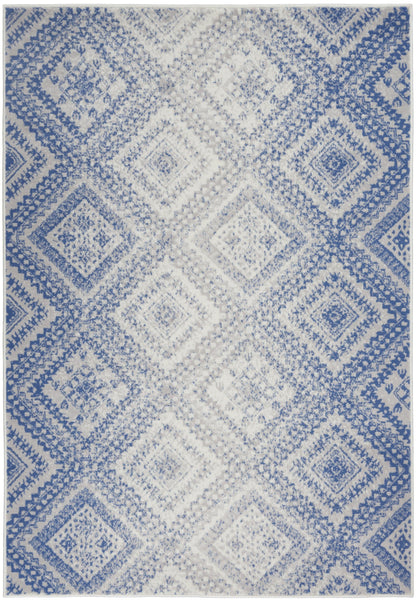 4’X6’ Ivory And Blue Lattice Area Rug