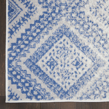 4’X6’ Ivory And Blue Lattice Area Rug