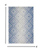 4’X6’ Ivory And Blue Lattice Area Rug