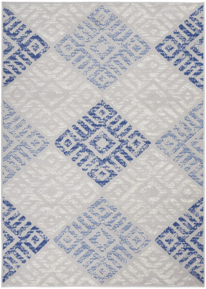 4’ X 6’ Gray And Blue Diamonds Area Rug