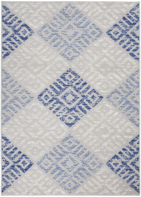 4’ X 6’ Gray And Blue Diamonds Area Rug