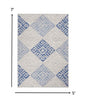 4’ X 6’ Gray And Blue Diamonds Area Rug