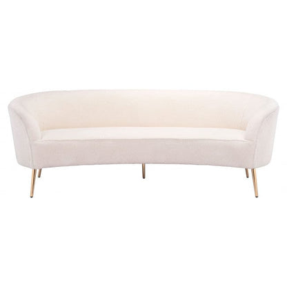 Boho Chic White Plush with Gold Sofa