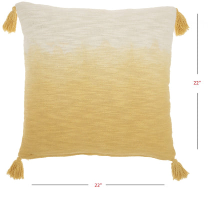 Yellow Ombre Tasseled Throw Pillow