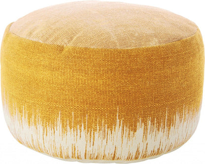 20"  Rustic Yellow Abstract Round Pouf Ottoman