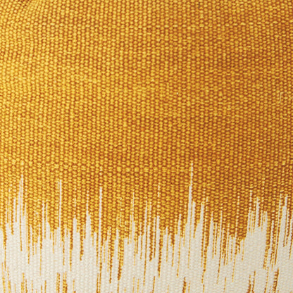 20"  Rustic Yellow Abstract Round Pouf Ottoman